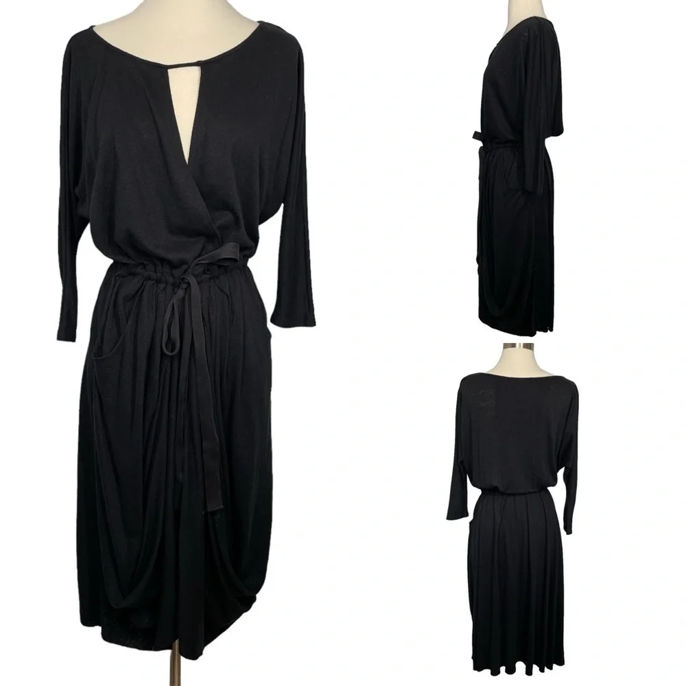 Free People Black Cut Out Tie Front Dress